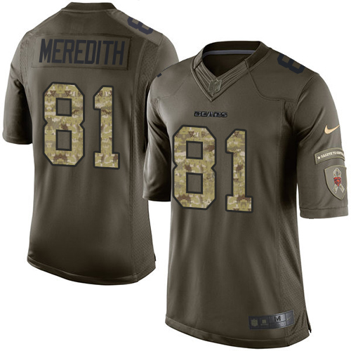 Men's Limited Cameron Meredith Nike Jersey Green - #81 Salute to Service NFL Chicago Bears